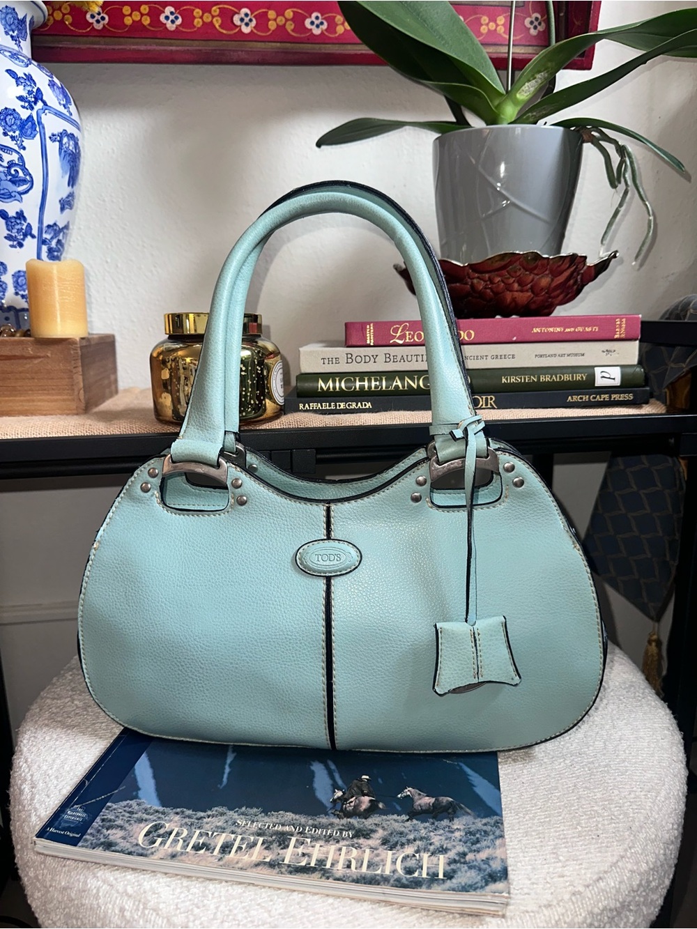 Mint Leather Dome Satchel